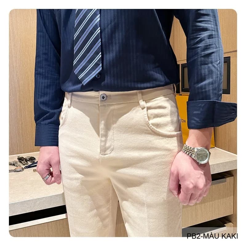 PB2 - Quần Jeans Nam Ống Đứng Cổ Điển, Chất Cotton Co Giãn, Màu Kaki Đen, Phù Hợp Đi Chơi Đi Làm - ảnh 12