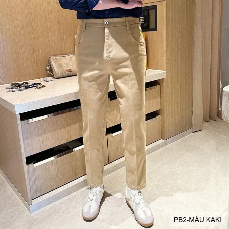 PB2 - Quần Jeans Nam Ống Đứng Cổ Điển, Chất Cotton Co Giãn, Màu Kaki Đen, Phù Hợp Đi Chơi Đi Làm - ảnh 2