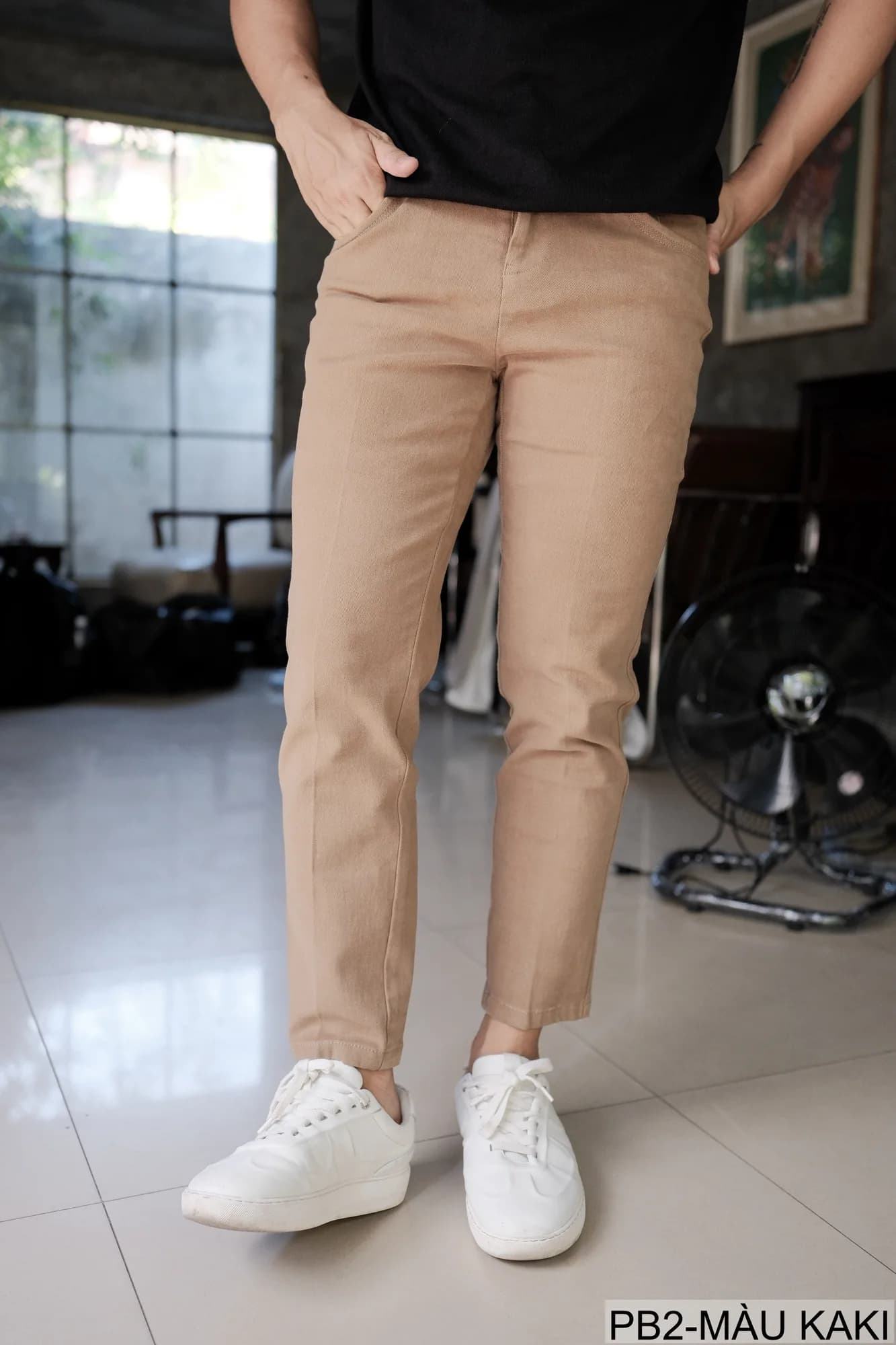 PB2 - Quần Jeans Nam Ống Đứng Cổ Điển, Chất Cotton Co Giãn, Màu Kaki Đen, Phù Hợp Đi Chơi Đi Làm - ảnh 6