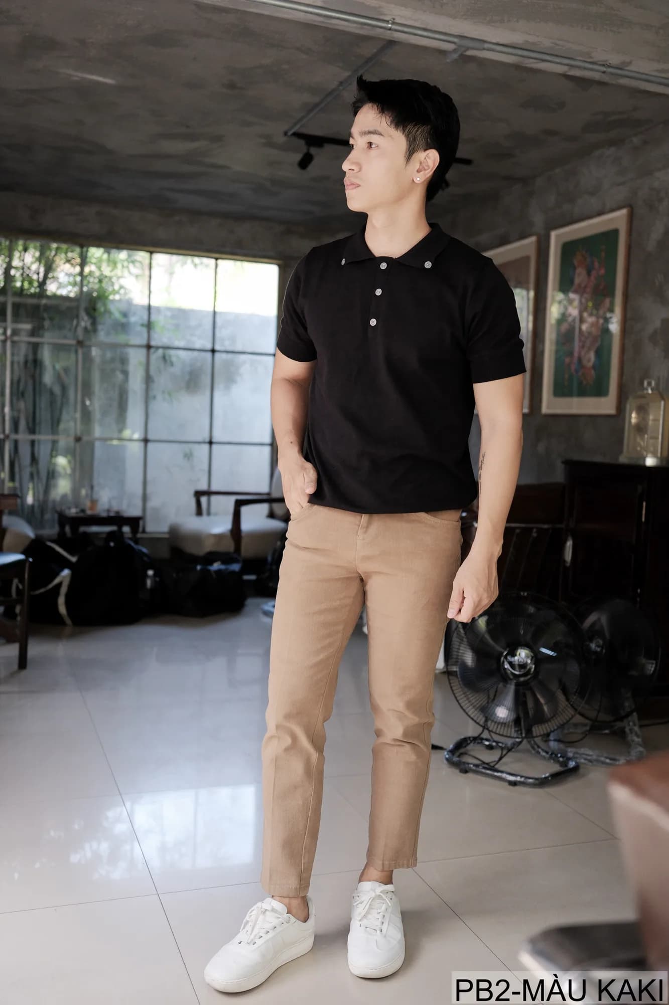 PB2 - Quần Jeans Nam Ống Đứng Cổ Điển, Chất Cotton Co Giãn, Màu Kaki Đen, Phù Hợp Đi Chơi Đi Làm - ảnh 8