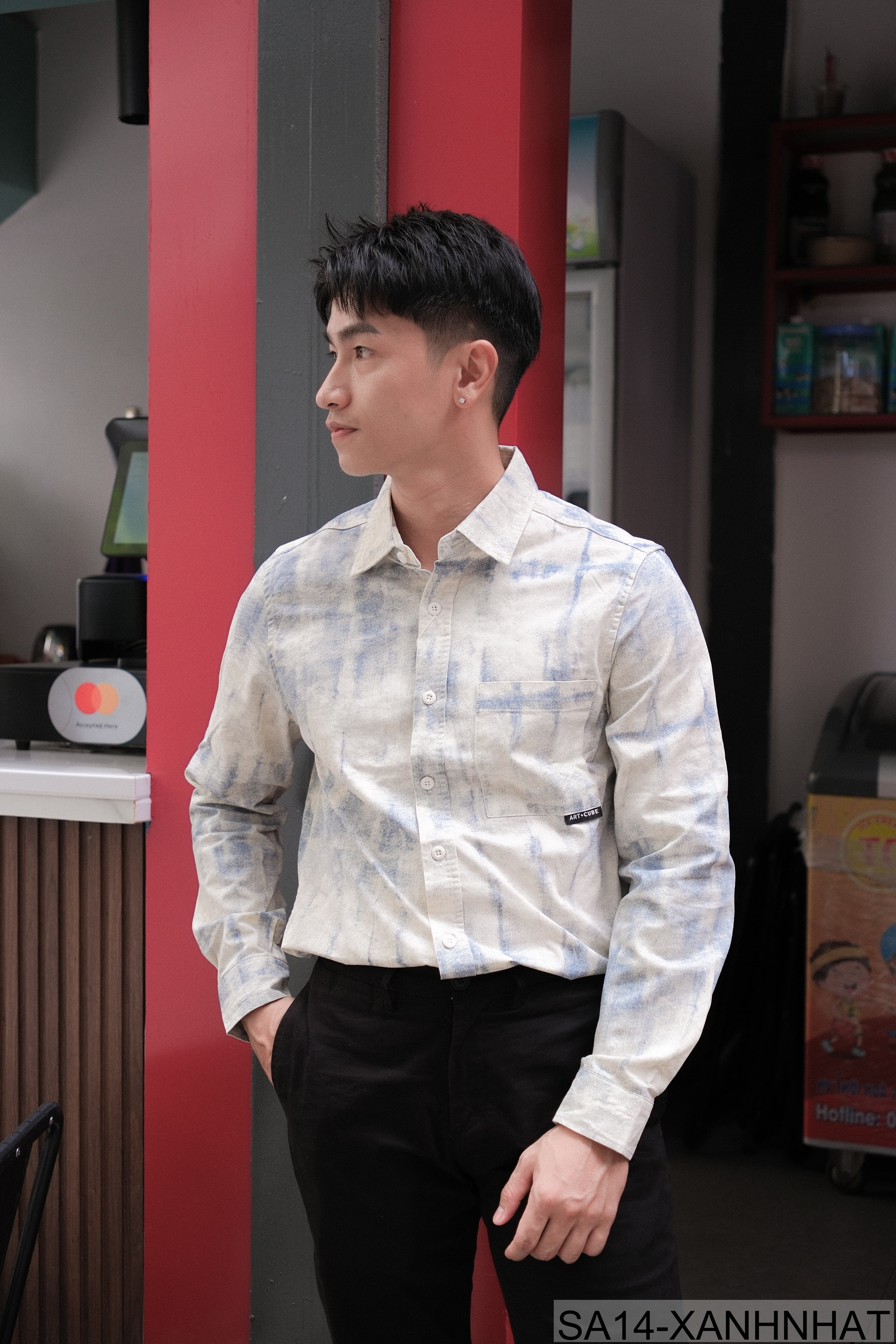 SA14 - Áo sơ mi nam dài tay in họa tiết phong cách Nhật, dáng rộng thoải mái, chất cotton mềm mại - ảnh 5