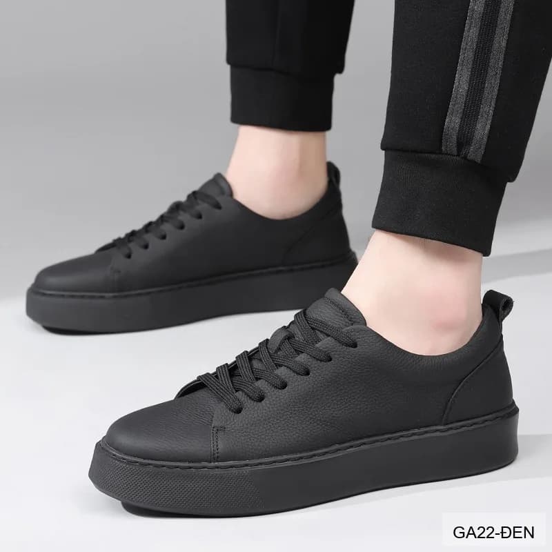 GA22 - Giày da thật nam Lin Sen đế dày, kiểu thể thao casual mũi tròn, màu đen - ảnh 5