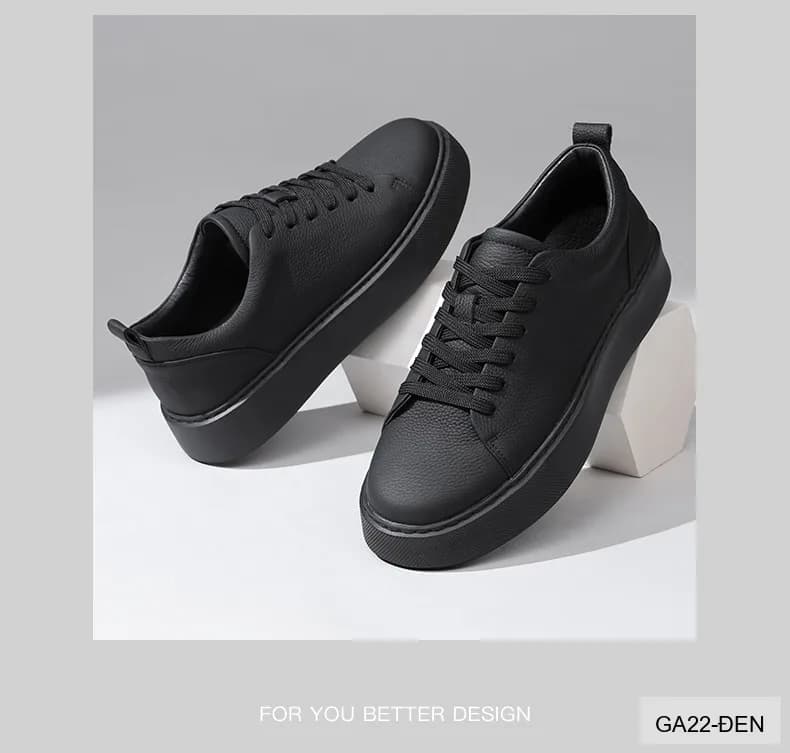 GA22 - Giày da thật nam Lin Sen đế dày, kiểu thể thao casual mũi tròn, màu đen - ảnh 12