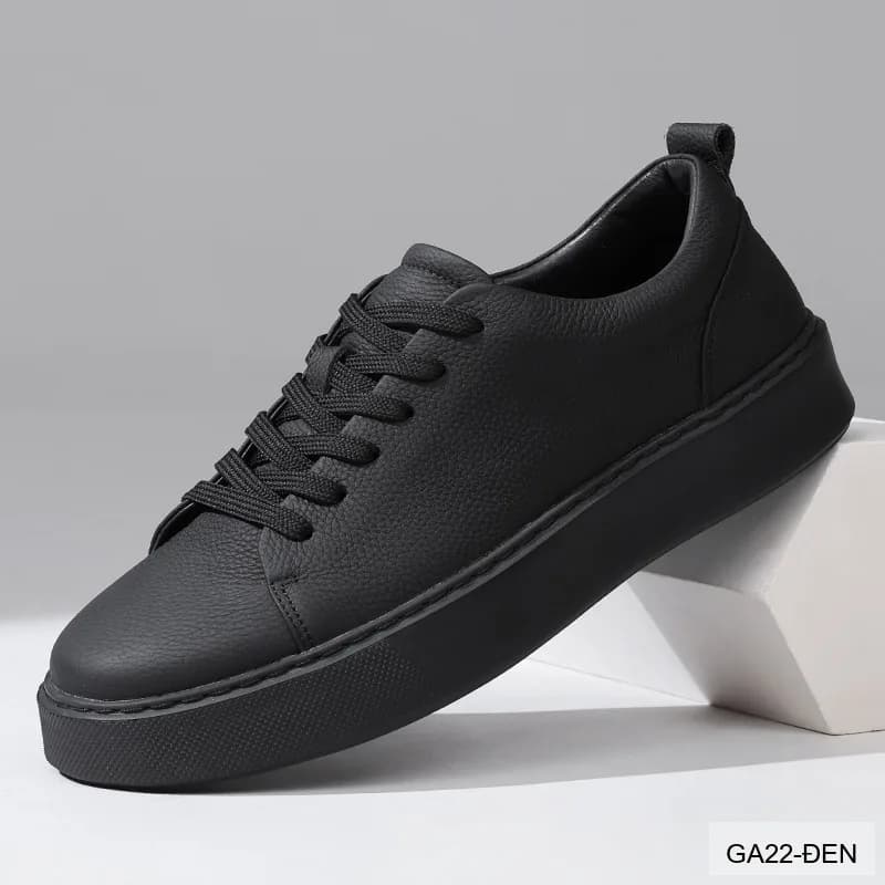GA22 - Giày da thật nam Lin Sen đế dày, kiểu thể thao casual mũi tròn, màu đen - ảnh 3