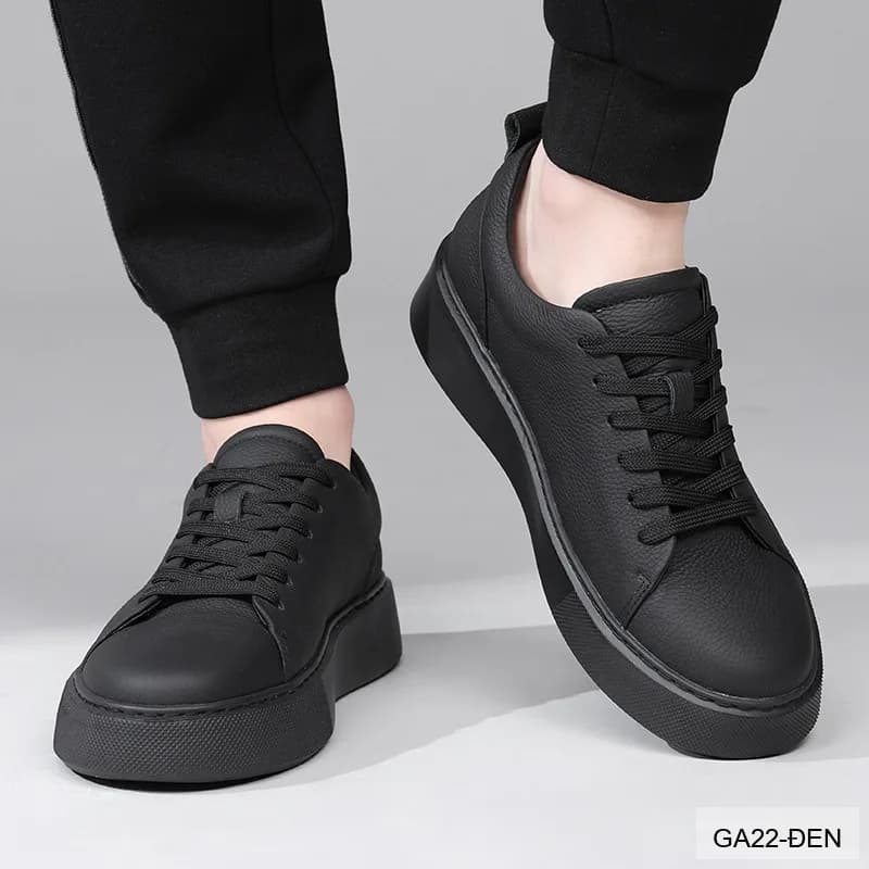 GA22 - Giày da thật nam Lin Sen đế dày, kiểu thể thao casual mũi tròn, màu đen - ảnh 4