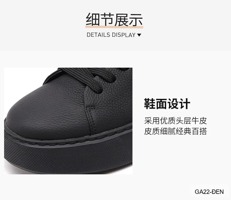 GA22 - Giày da thật nam Lin Sen đế dày, kiểu thể thao casual mũi tròn, màu đen - ảnh 10