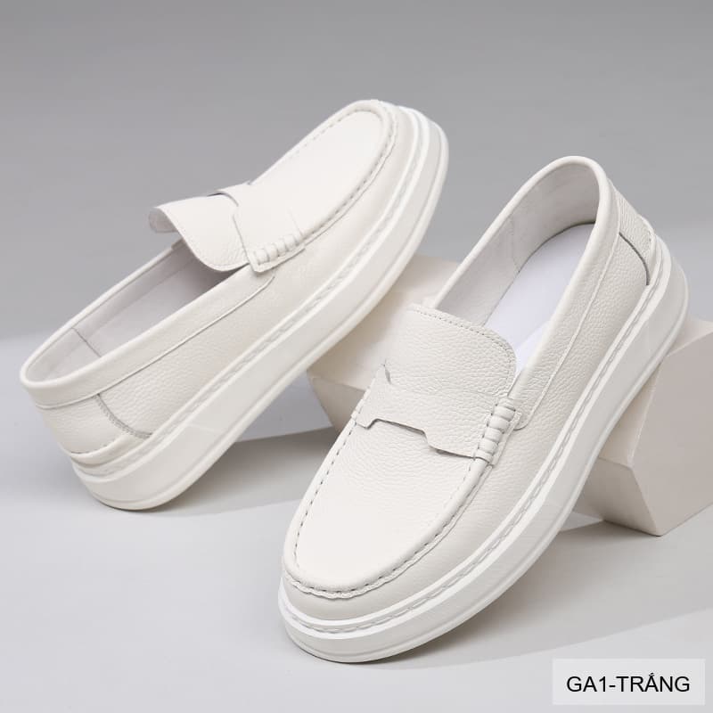 GA1 - Giày da thật nam Lin Sen trắng, kiểu casual thời thượng, đế cao su êm ái, phối dây buộc - ảnh 16