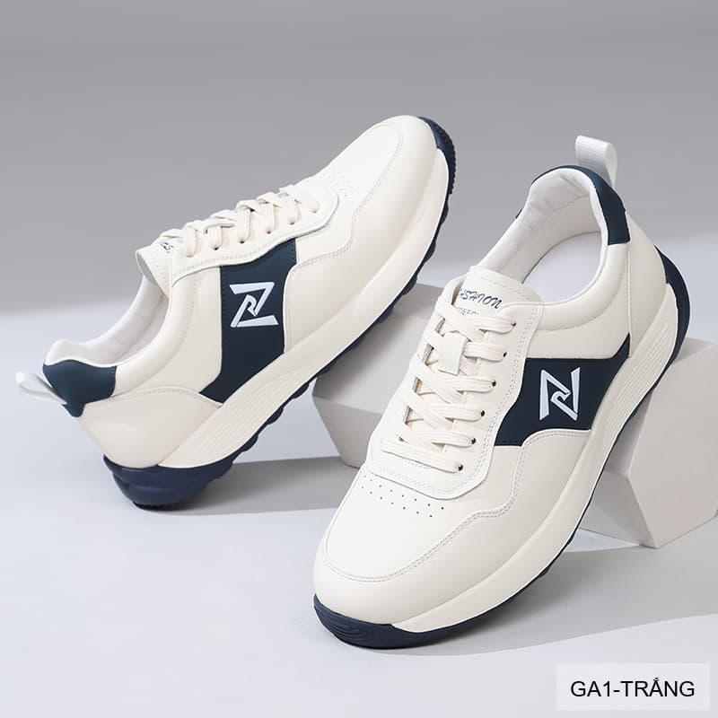 GA1 - Giày da thật nam Lin Sen trắng, kiểu casual thời thượng, đế cao su êm ái, phối dây buộc - ảnh 18