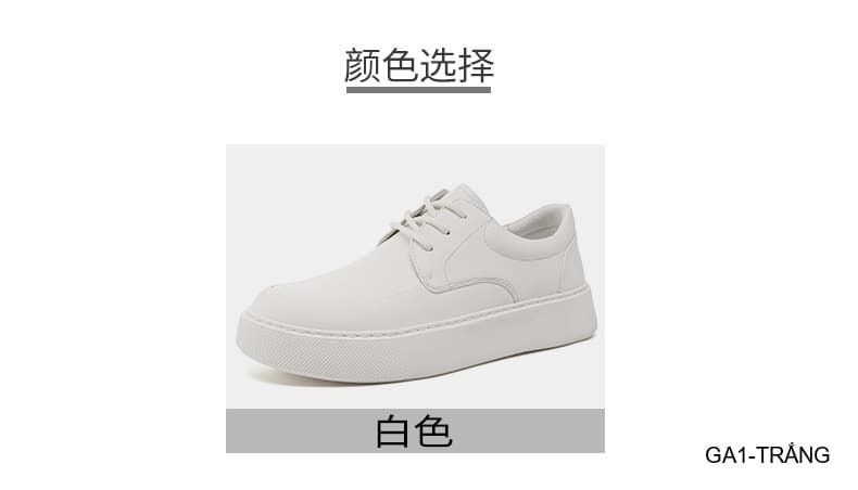 GA1 - Giày da thật nam Lin Sen trắng, kiểu casual thời thượng, đế cao su êm ái, phối dây buộc - ảnh 7