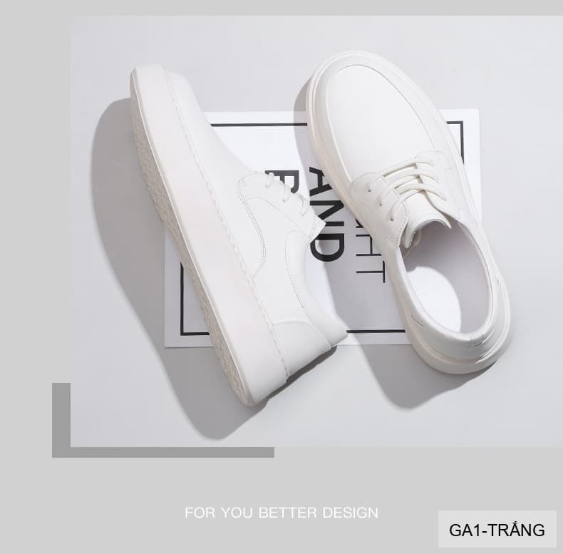 GA1 - Giày da thật nam Lin Sen trắng, kiểu casual thời thượng, đế cao su êm ái, phối dây buộc - ảnh 13