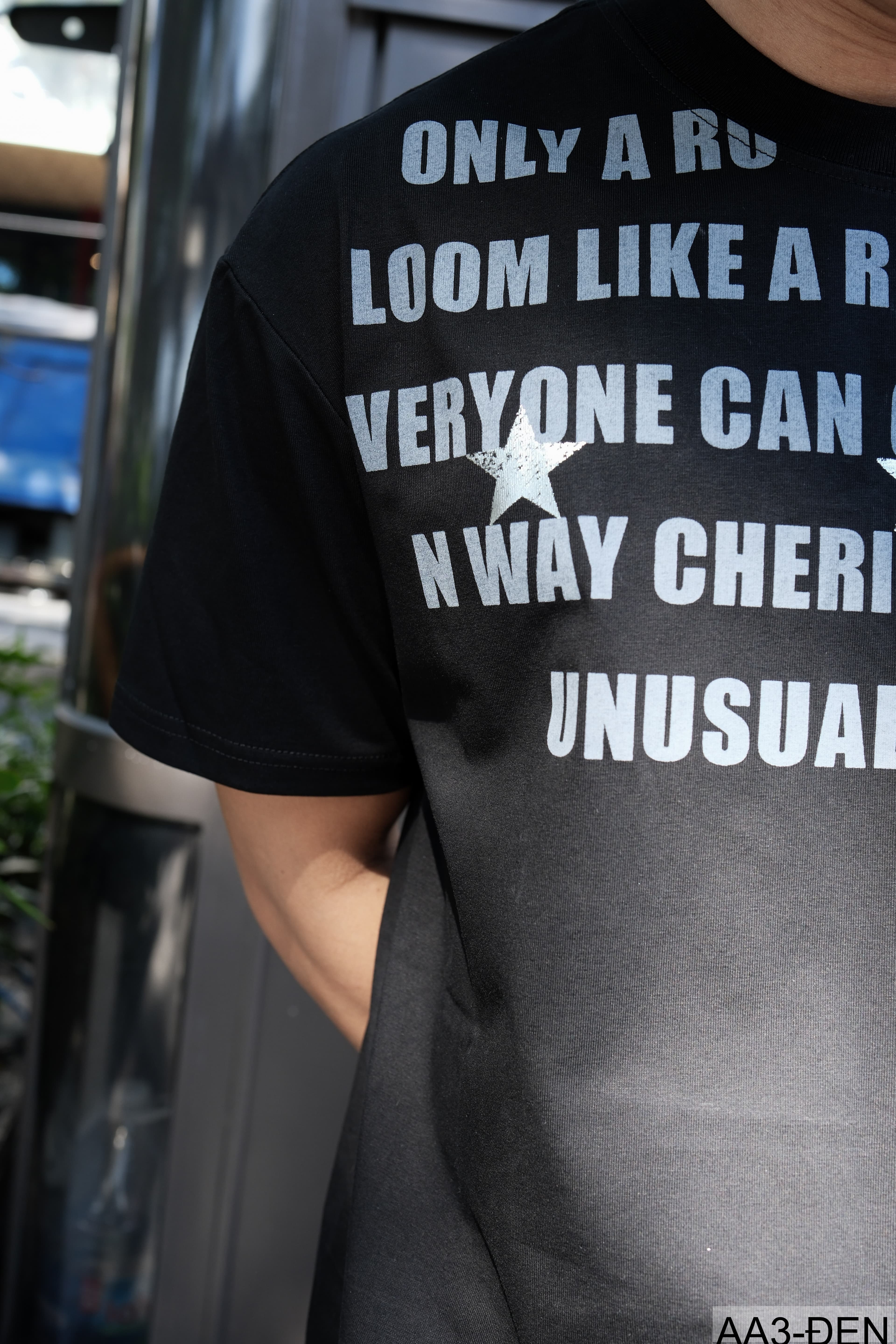 AA3 - Áo thun unisex cổ tròn tay ngắn in chữ retro phong cách streetwear - ảnh 2
