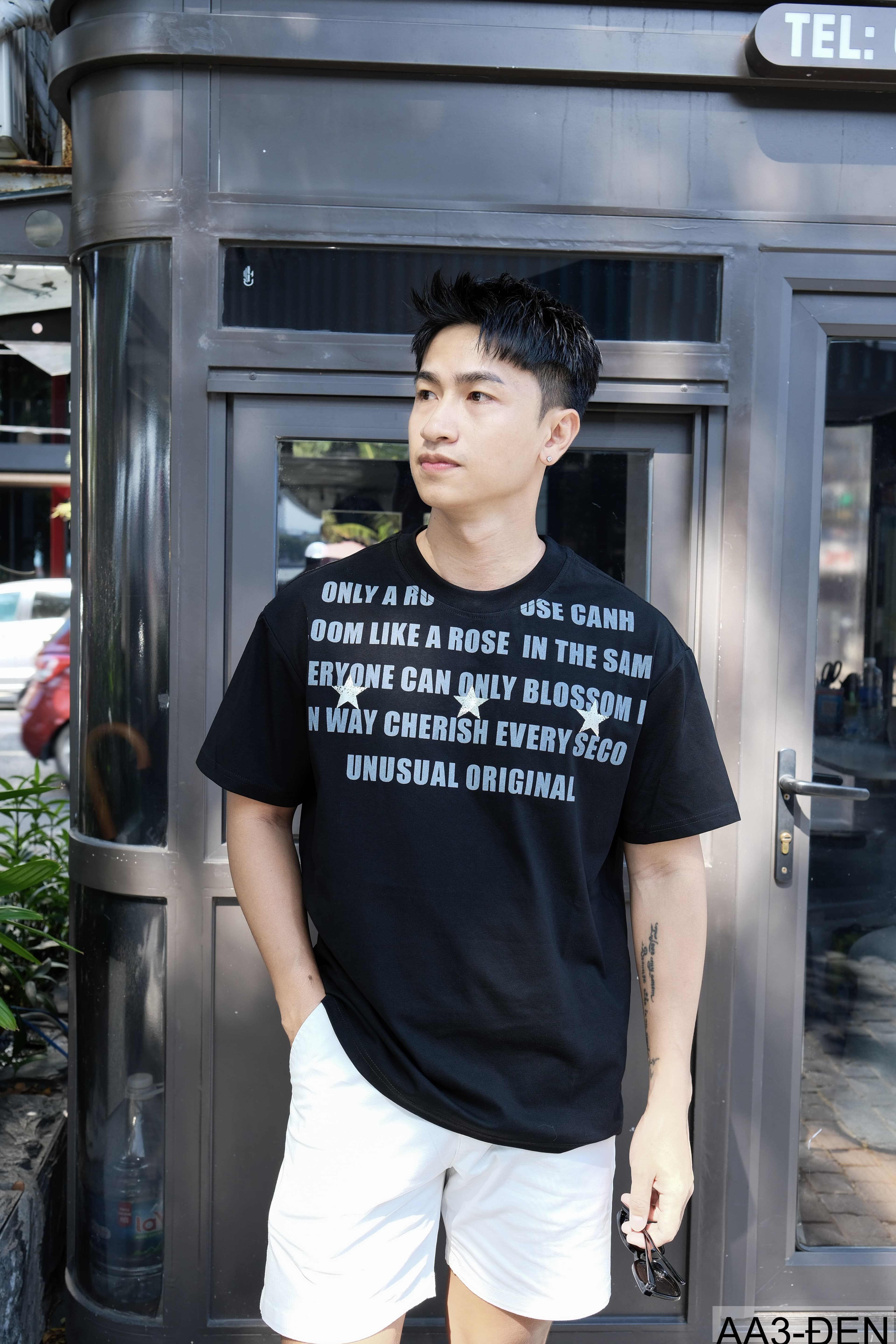 AA3 - Áo thun unisex cổ tròn tay ngắn in chữ retro phong cách streetwear - ảnh 9