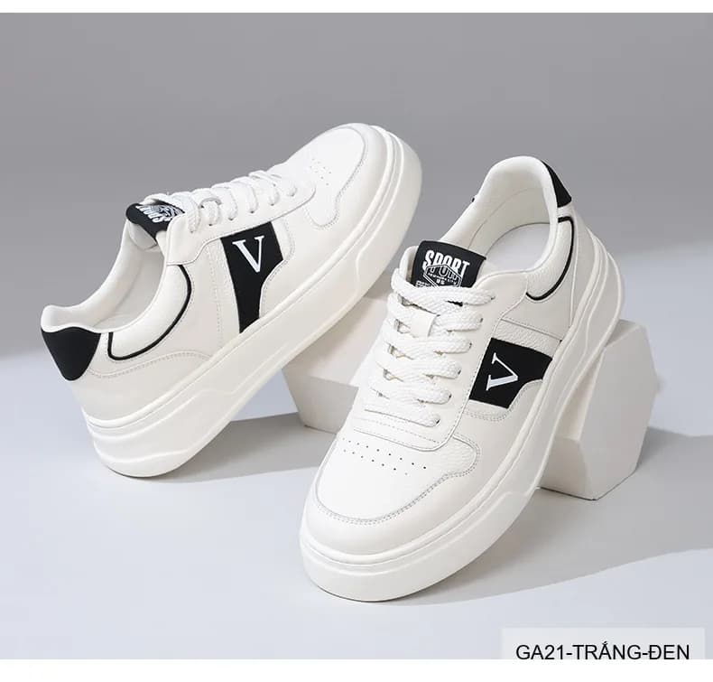 GA21 - Giày thể thao nam đế dày da bò cao cấp Lin Sen màu trắng phong cách retro - ảnh 13