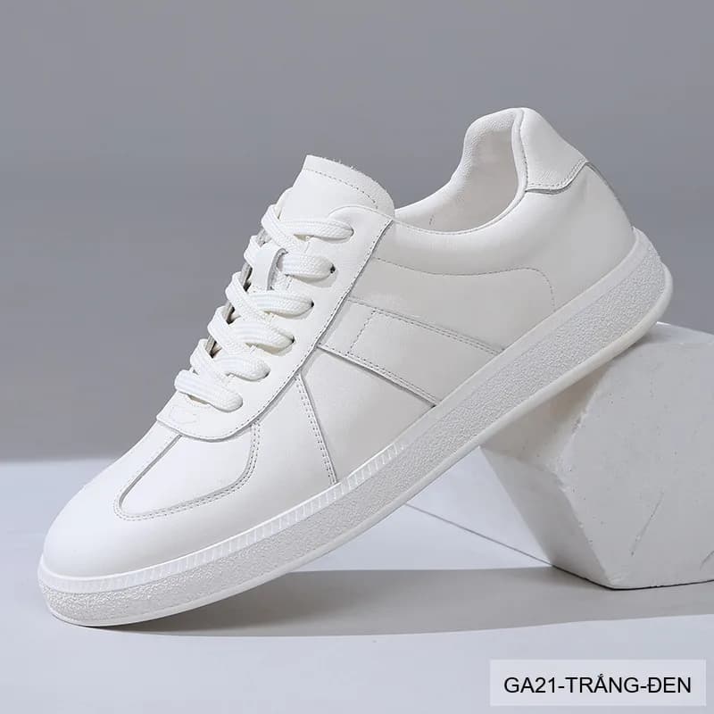 GA21 - Giày thể thao nam đế dày da bò cao cấp Lin Sen màu trắng phong cách retro - ảnh 17