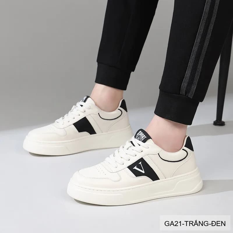 GA21 - Giày thể thao nam đế dày da bò cao cấp Lin Sen màu trắng phong cách retro - ảnh 3