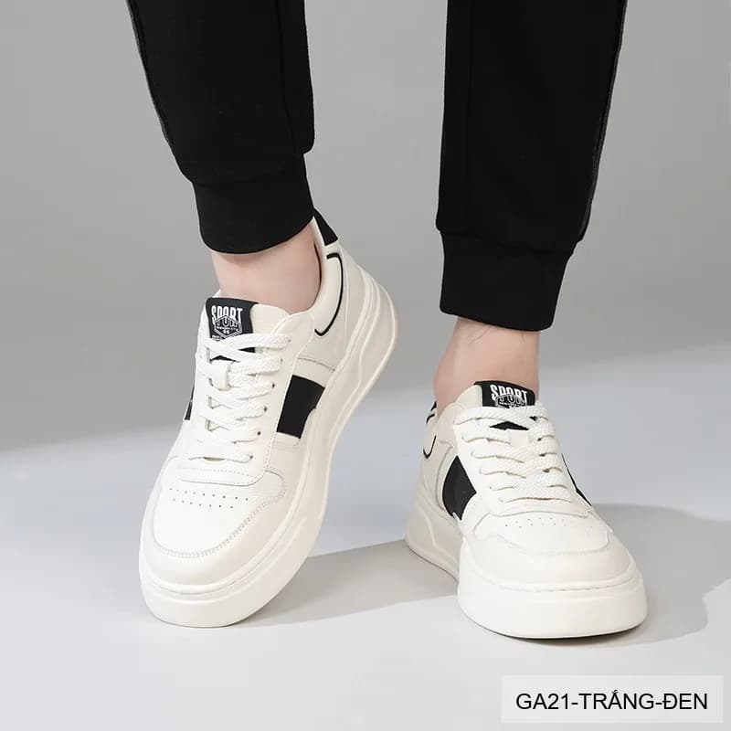GA21 - Giày thể thao nam đế dày da bò cao cấp Lin Sen màu trắng phong cách retro - ảnh 4