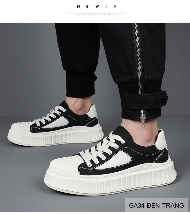 GA34 - Giày thể thao nam Shell Toe đế dày, thoáng khí, phối màu thời thượng Mơ & Đen - ảnh 11