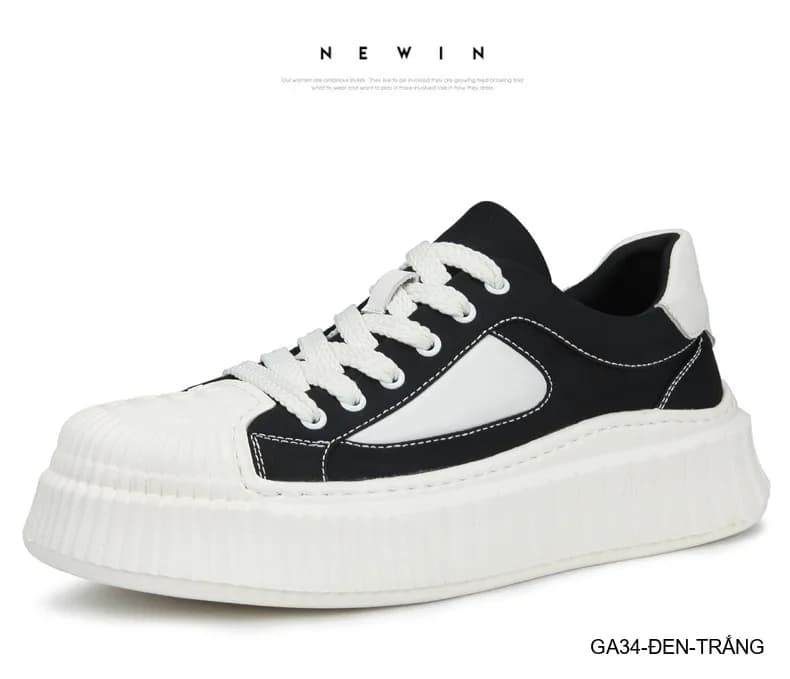 GA34 - Giày thể thao nam Shell Toe đế dày, thoáng khí, phối màu thời thượng Mơ & Đen - ảnh 9