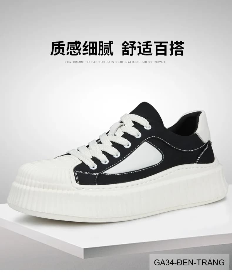 GA34 - Giày thể thao nam Shell Toe đế dày, thoáng khí, phối màu thời thượng Mơ & Đen - ảnh 10