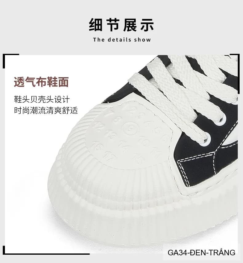 GA34 - Giày thể thao nam Shell Toe đế dày, thoáng khí, phối màu thời thượng Mơ & Đen - ảnh 5