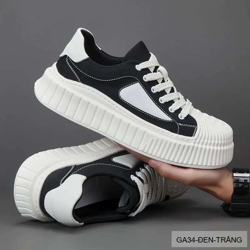 GA34 - Giày thể thao nam Shell Toe đế dày, thoáng khí, phối màu thời thượng Mơ & Đen - ảnh 2