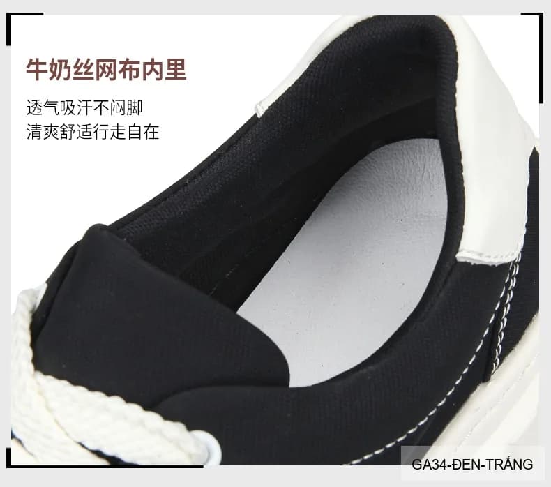 GA34 - Giày thể thao nam Shell Toe đế dày, thoáng khí, phối màu thời thượng Mơ & Đen - ảnh 6
