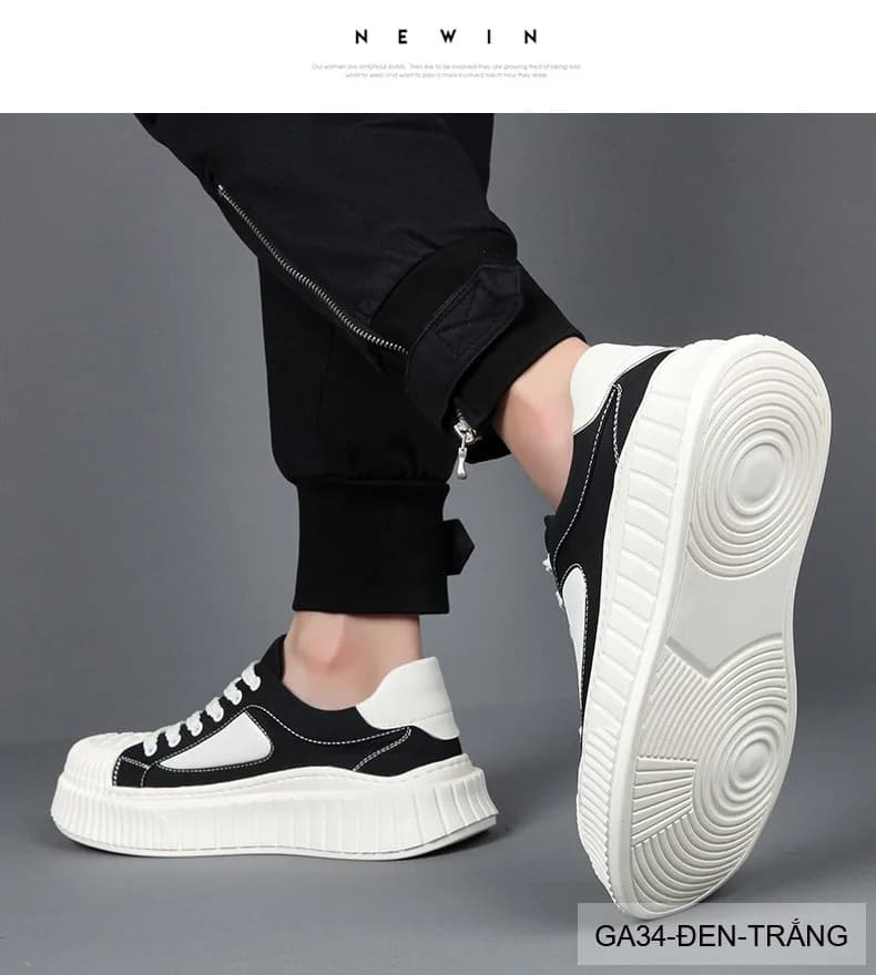 GA34 - Giày thể thao nam Shell Toe đế dày, thoáng khí, phối màu thời thượng Mơ & Đen - ảnh 4