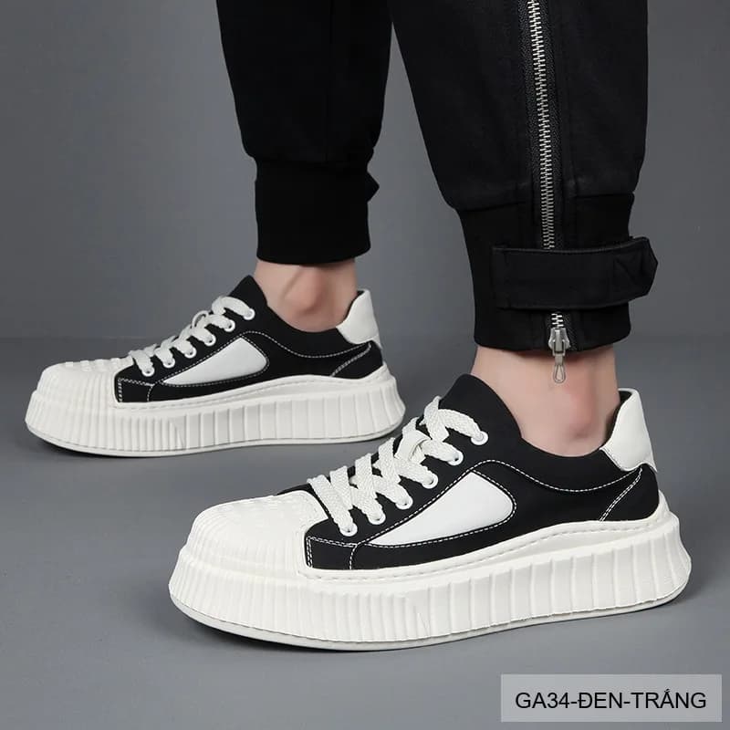 GA34 - Giày thể thao nam Shell Toe đế dày, thoáng khí, phối màu thời thượng Mơ & Đen - ảnh 3