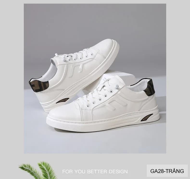 GA28 - Giày thể thao nam Linh Sen R1292 da bò thật, phối màu trắng đen, đế cao su êm ái - ảnh 4