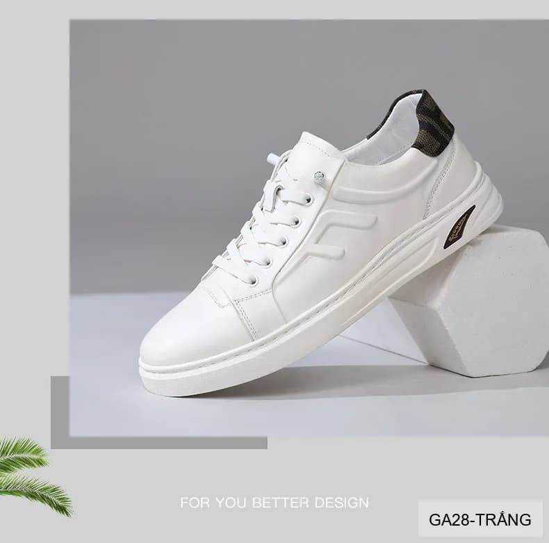 GA28 - Giày thể thao nam Linh Sen R1292 da bò thật, phối màu trắng đen, đế cao su êm ái - ảnh 5