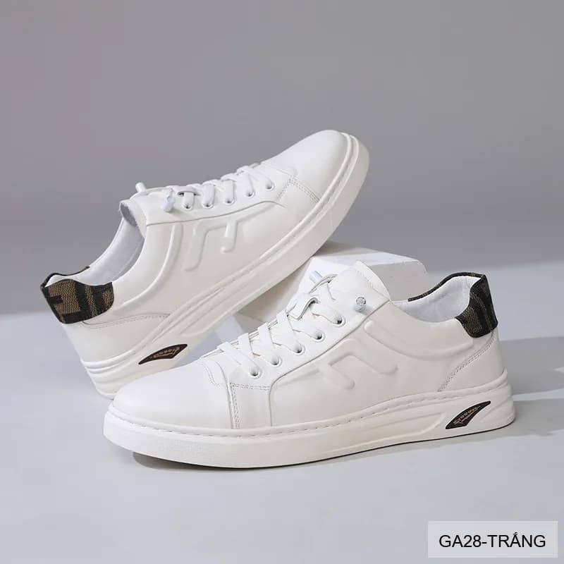 GA28 - Giày thể thao nam Linh Sen R1292 da bò thật, phối màu trắng đen, đế cao su êm ái - ảnh 3