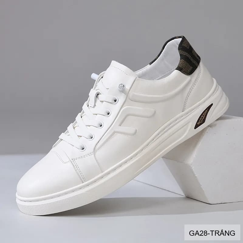 GA28 - Giày thể thao nam Linh Sen R1292 da bò thật, phối màu trắng đen, đế cao su êm ái - ảnh 2