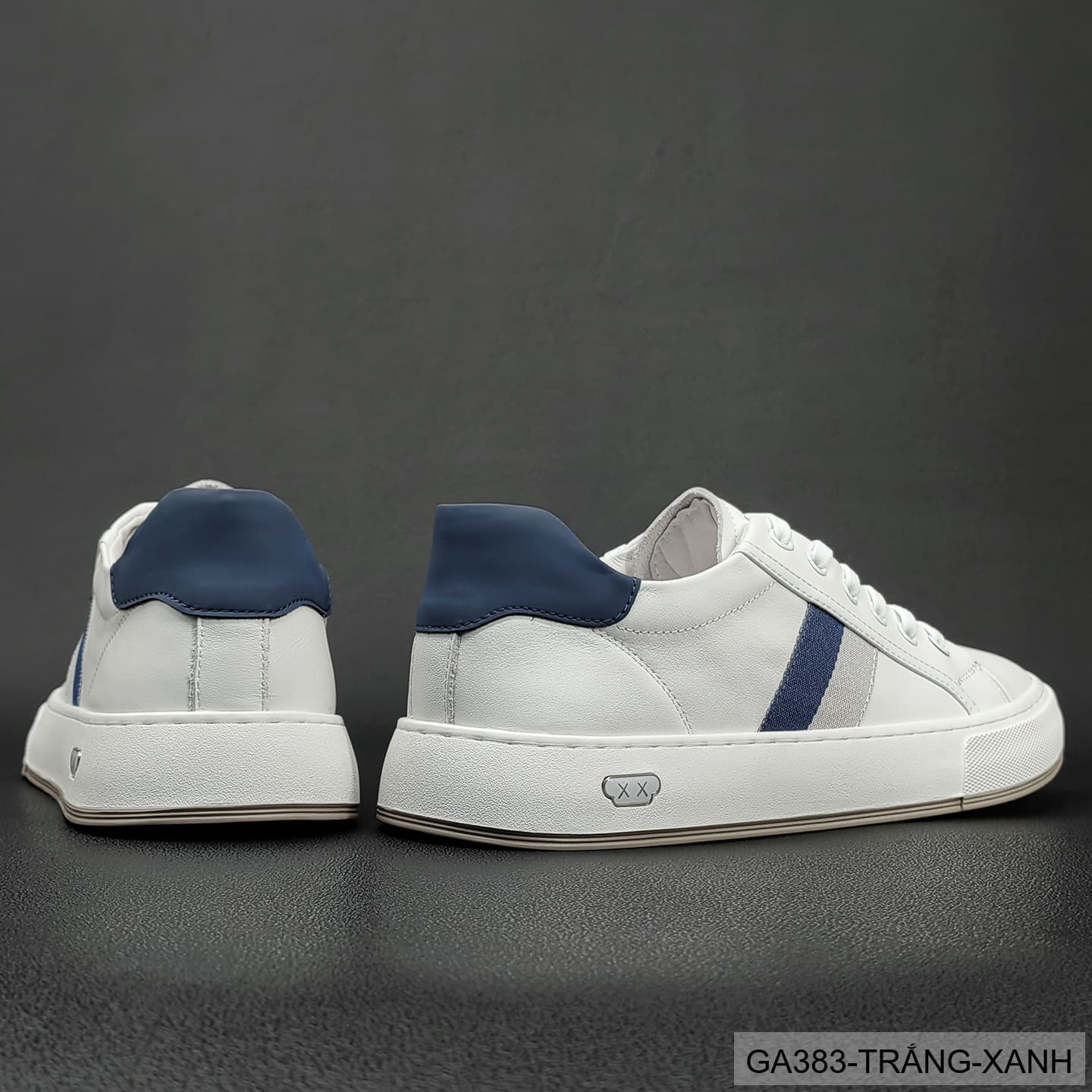 GA383 - Giày sneaker nam trắng phối xanh phong cách Hàn Quốc, đế thấp êm chân - ảnh 5