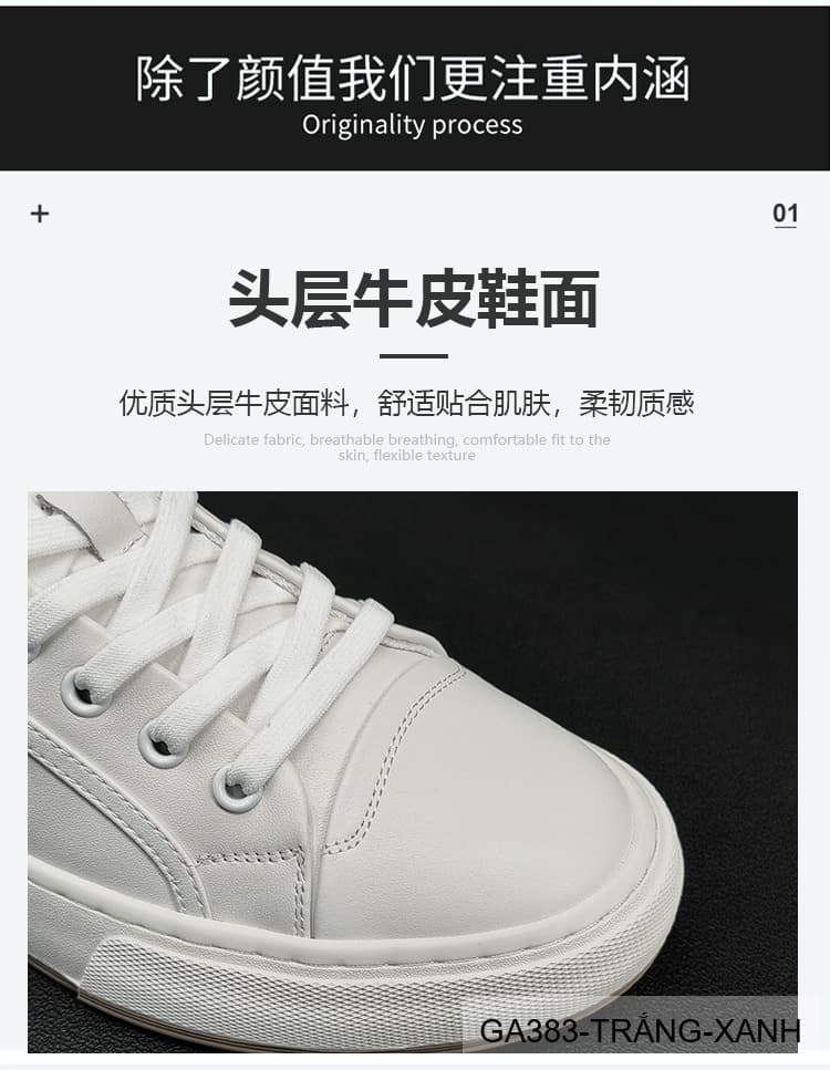 GA383 - Giày sneaker nam trắng phối xanh phong cách Hàn Quốc, đế thấp êm chân - ảnh 20