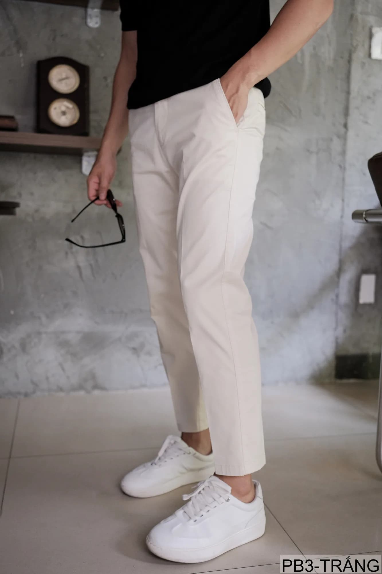 PB3 - Quần ống đứng nam màu trơn, chất cotton co giãn nhẹ, dáng regular fit, phong cách streetwear - ảnh 2