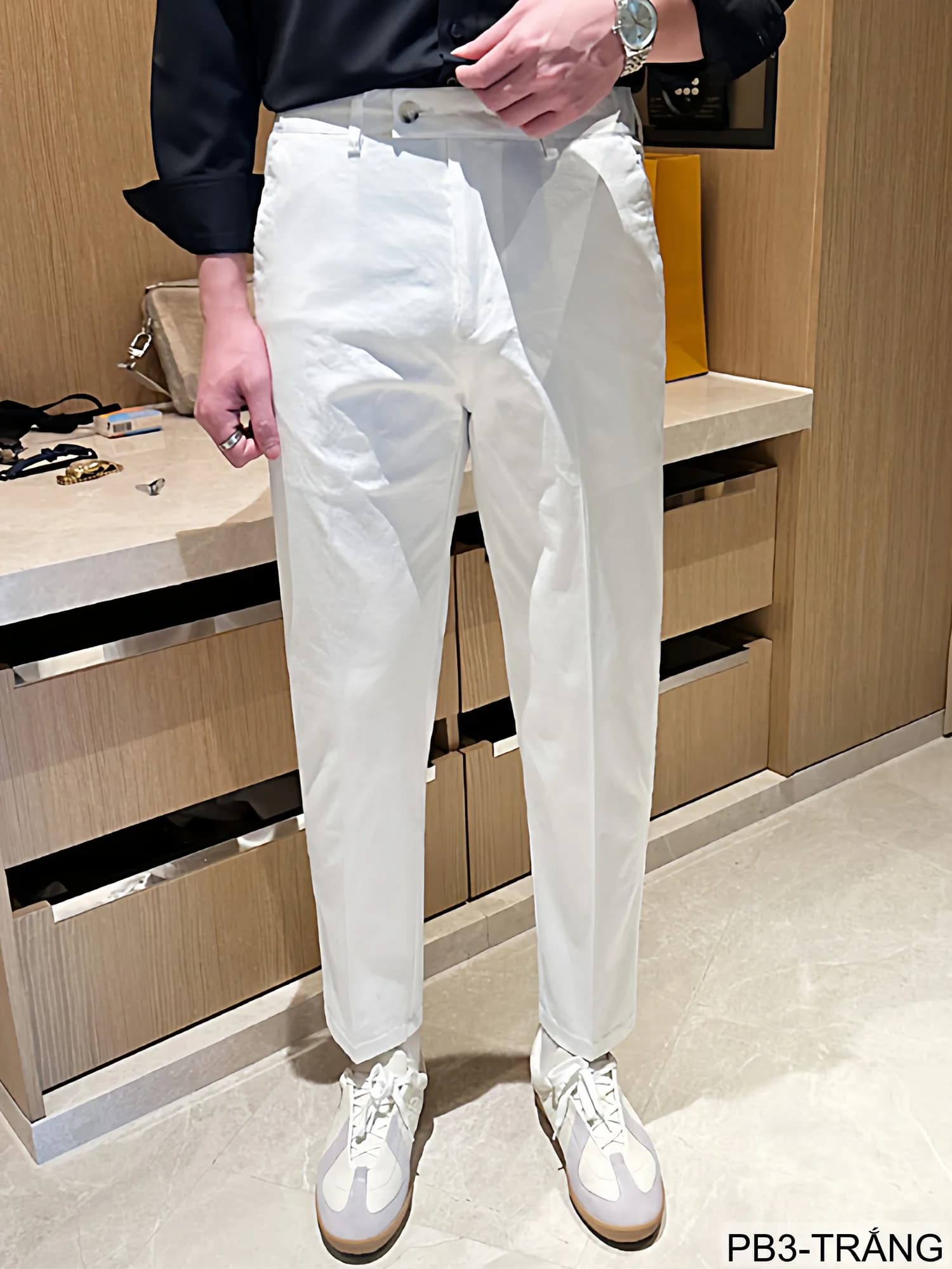 PB3 - Quần ống đứng nam màu trơn, chất cotton co giãn nhẹ, dáng regular fit, phong cách streetwear - ảnh 8