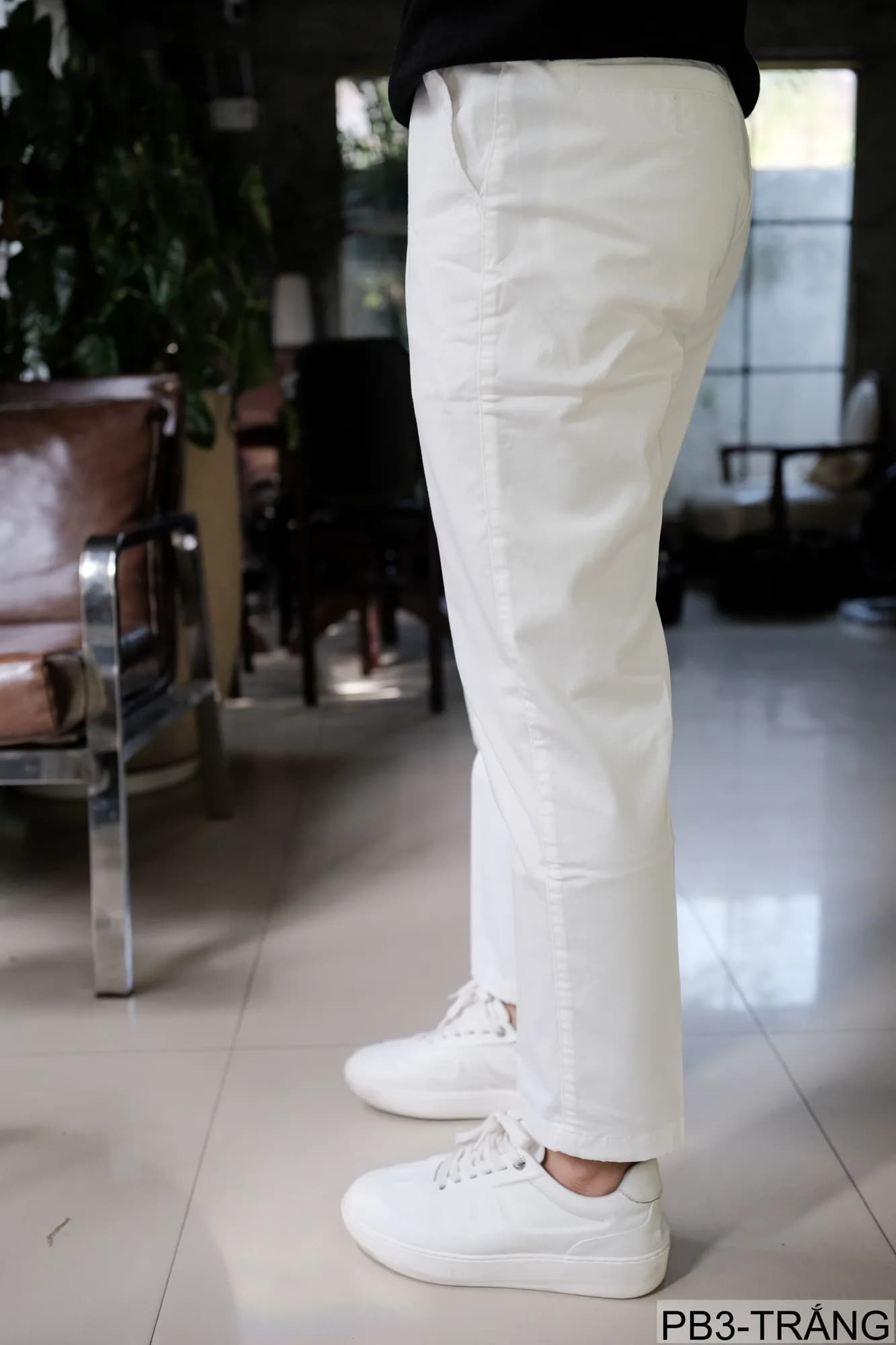 PB3 - Quần ống đứng nam màu trơn, chất cotton co giãn nhẹ, dáng regular fit, phong cách streetwear - ảnh 3