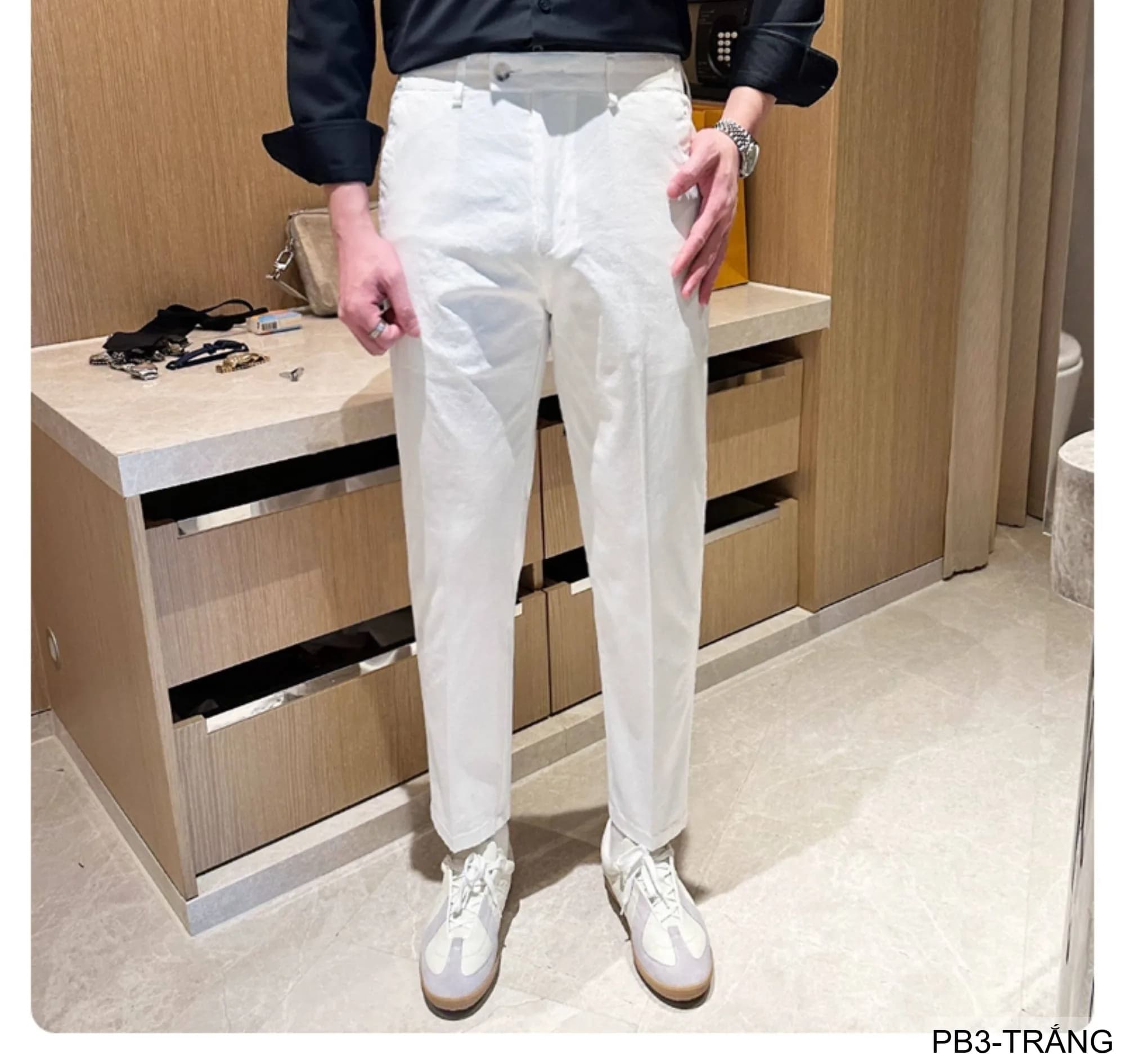 PB3 - Quần ống đứng nam màu trơn, chất cotton co giãn nhẹ, dáng regular fit, phong cách streetwear - ảnh 10