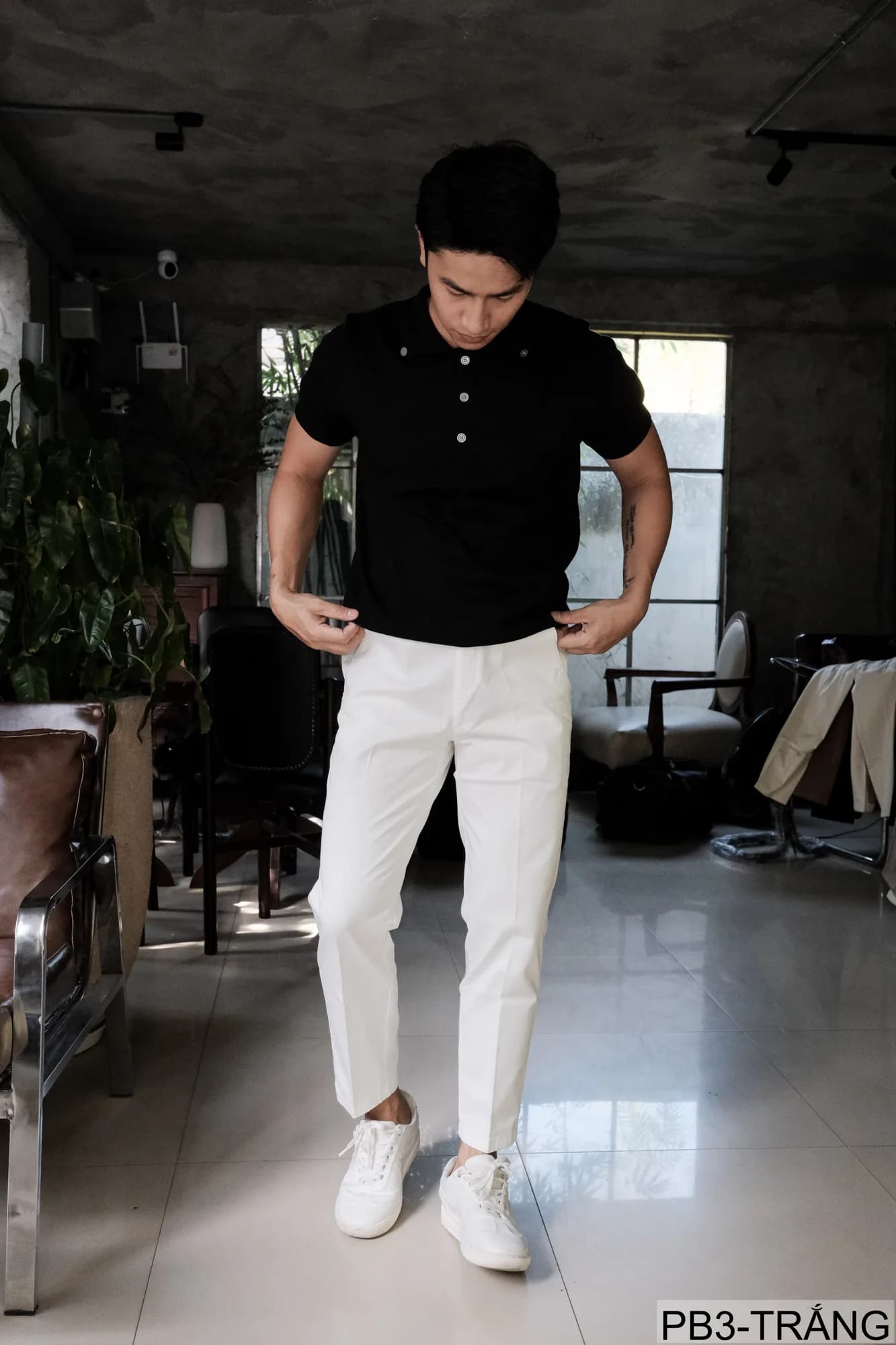 PB3 - Quần ống đứng nam màu trơn, chất cotton co giãn nhẹ, dáng regular fit, phong cách streetwear - ảnh 6