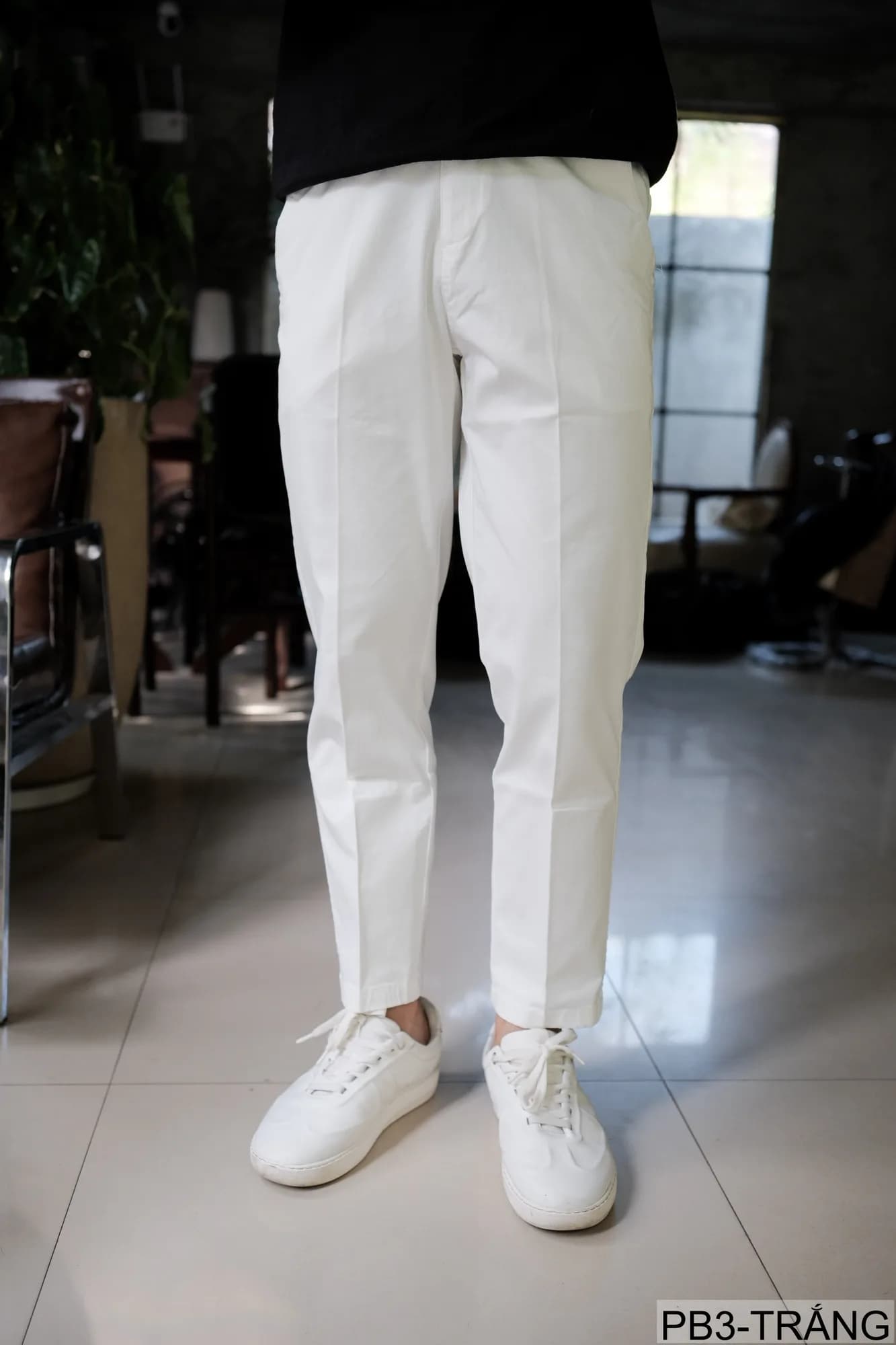 PB3 - Quần ống đứng nam màu trơn, chất cotton co giãn nhẹ, dáng regular fit, phong cách streetwear - ảnh 5