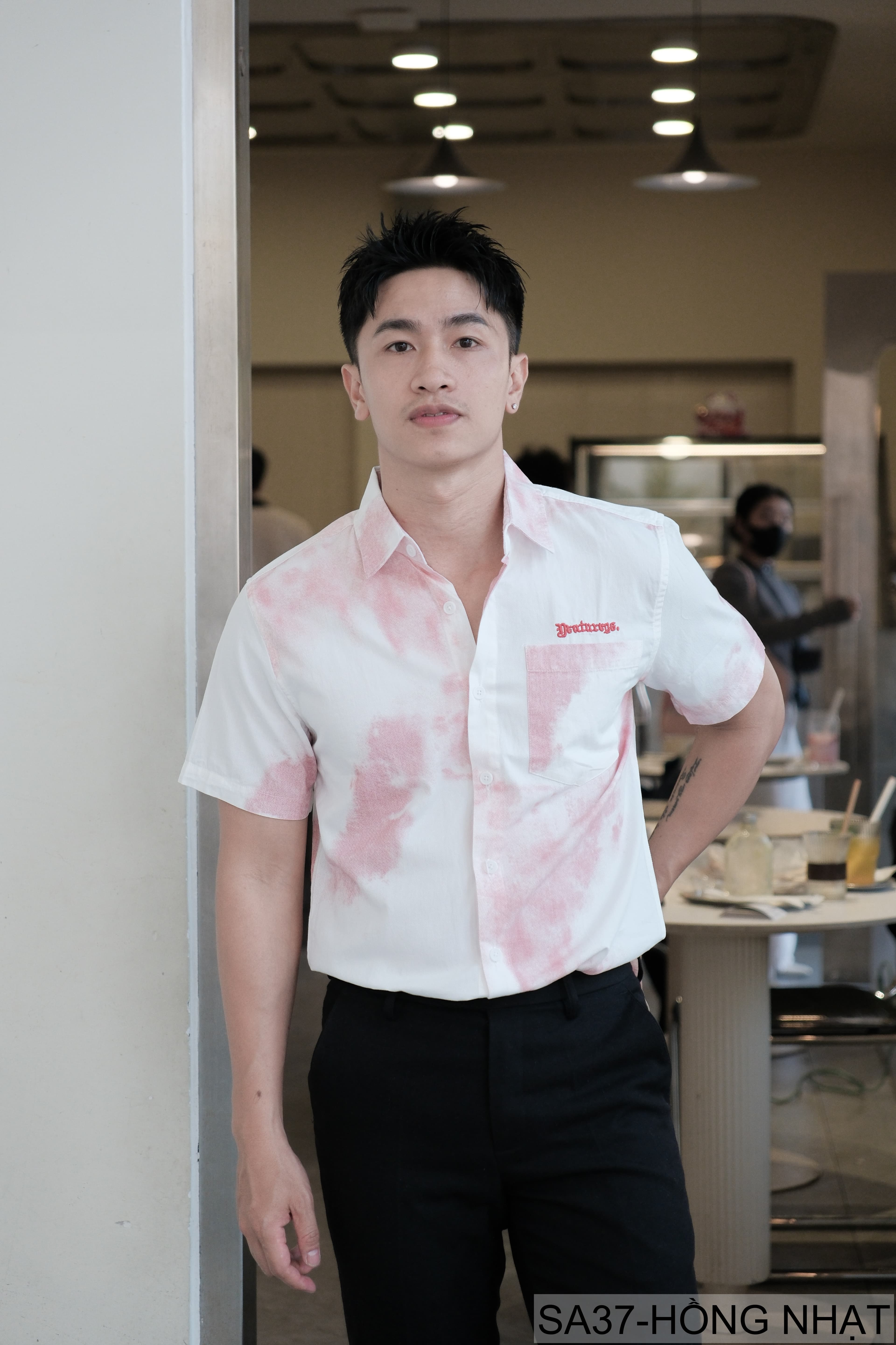 SA37 - Áo sơ mi nam tay ngắn cổ lật in hoa tie-dye phong cách Hàn Quốc mùa hè - ảnh 3
