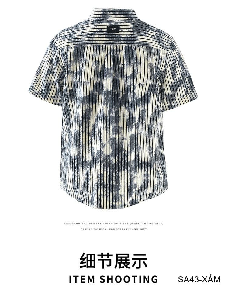 SA43 - Áo sơ mi nam tay ngắn sọc dọc phong cách streetwear, chất cotton thoáng mát, dáng rộng thoải mái - ảnh 17