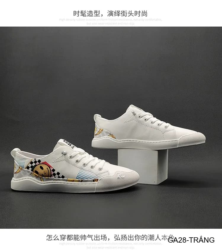GA28 - Giày Sneaker Nam Da Bò Thiết Kế Smile Độc Đáo, Phong Cách Thường Ngày - ảnh 6