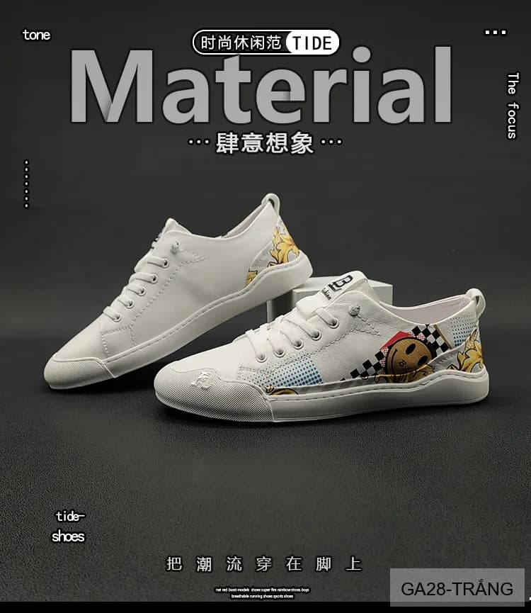GA28 - Giày Sneaker Nam Da Bò Thiết Kế Smile Độc Đáo, Phong Cách Thường Ngày - ảnh 10