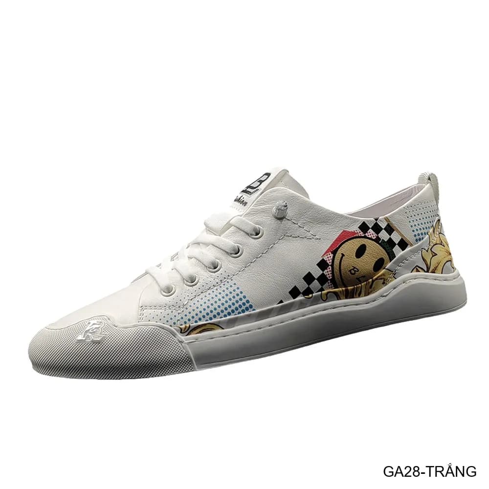 GA28 - Giày Sneaker Nam Da Bò Thiết Kế Smile Độc Đáo, Phong Cách Thường Ngày - ảnh 4