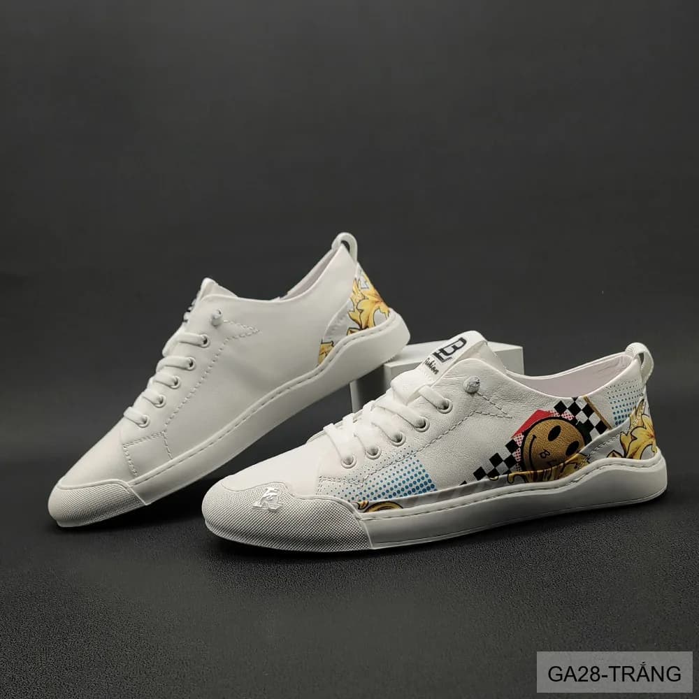 GA28 - Giày Sneaker Nam Da Bò Thiết Kế Smile Độc Đáo, Phong Cách Thường Ngày - ảnh 2