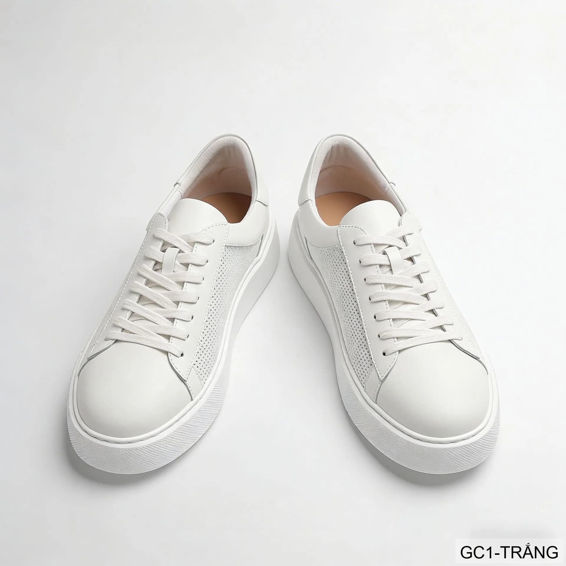 GC1 - Giày thể thao nam trắng đế dày thoáng khí da thật cao cấp - ảnh 7