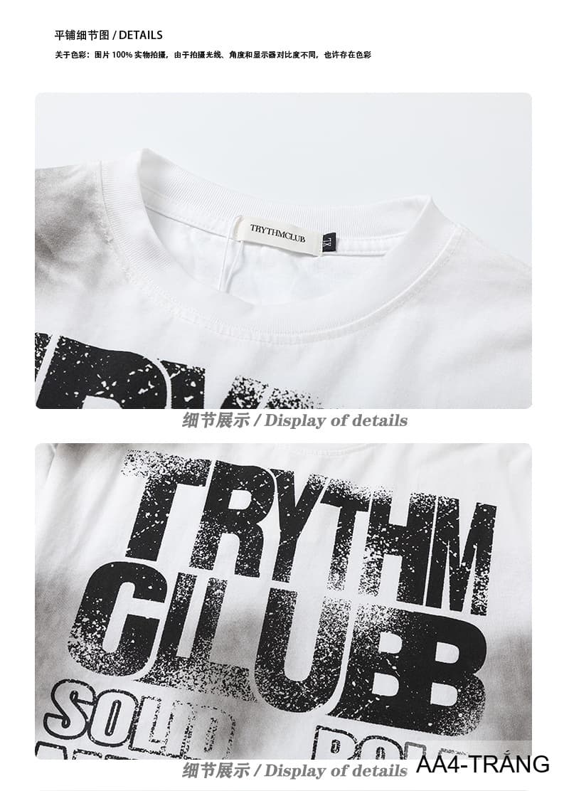 AA4 - Áo thun nam phong cách streetwear Mỹ, cổ tròn tay ngắn, chất cotton , họa tiết chữ nổi bật, form rộng rãi - ảnh 12
