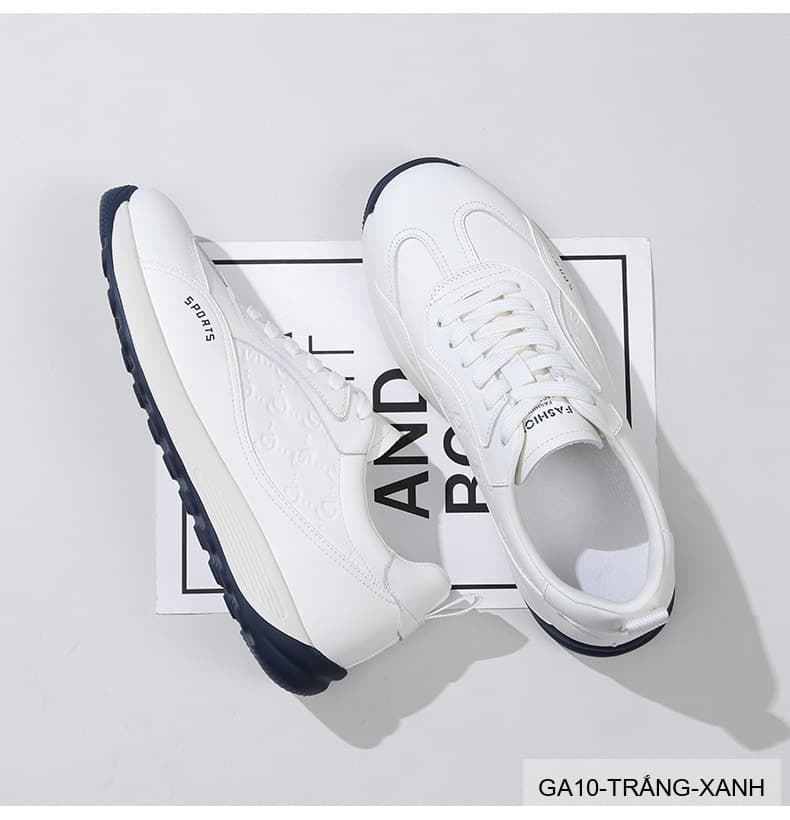 GA10 - Giày nam thể thao da thật kiểu Forrest Gump, đế mềm thoáng khí, màu trắng - ảnh 11