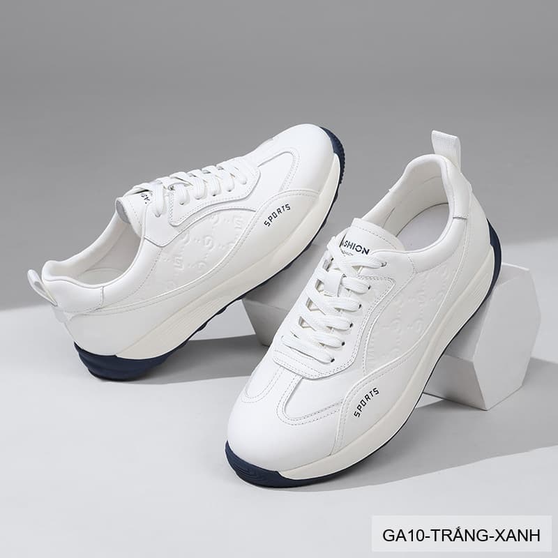 GA10 - Giày nam thể thao da thật kiểu Forrest Gump, đế mềm thoáng khí, màu trắng - ảnh 2
